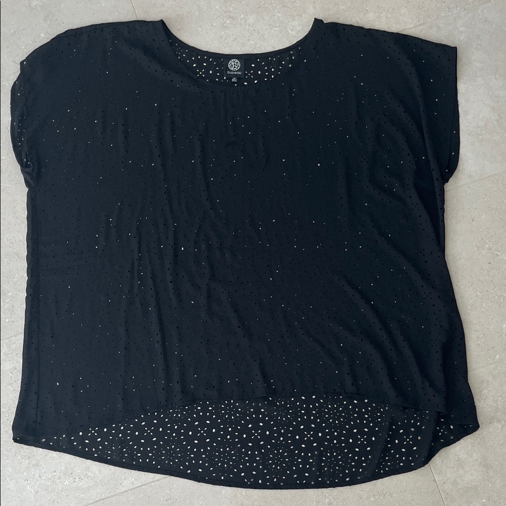 Bobeau Black Short Sleeve Top